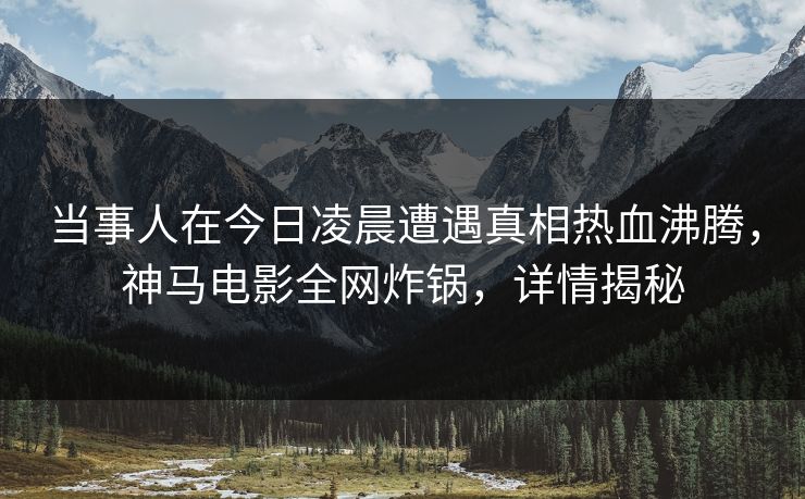 当事人在今日凌晨遭遇真相热血沸腾，神马电影全网炸锅，详情揭秘