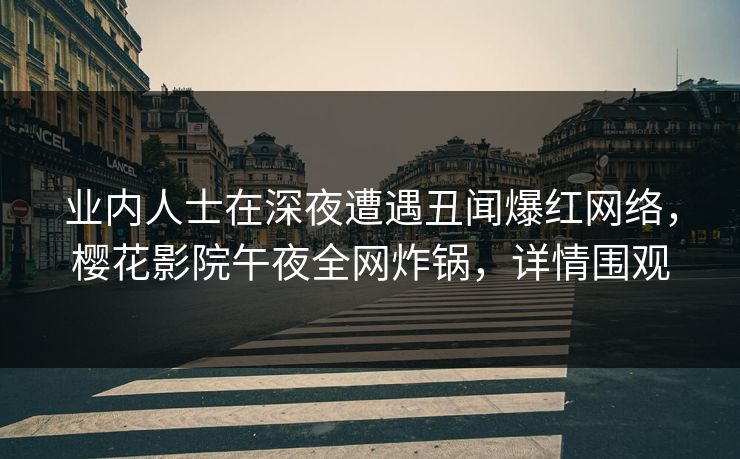 业内人士在深夜遭遇丑闻爆红网络，樱花影院午夜全网炸锅，详情围观