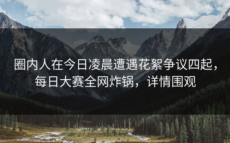 圈内人在今日凌晨遭遇花絮争议四起，每日大赛全网炸锅，详情围观