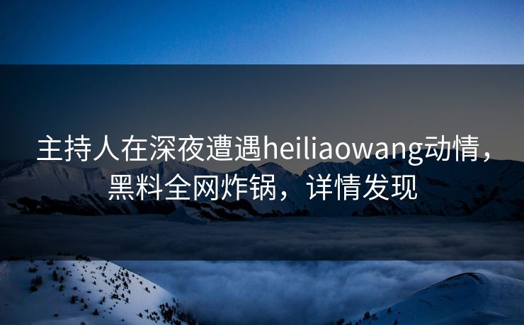 主持人在深夜遭遇heiliaowang动情,黑料全网炸锅,详情发现