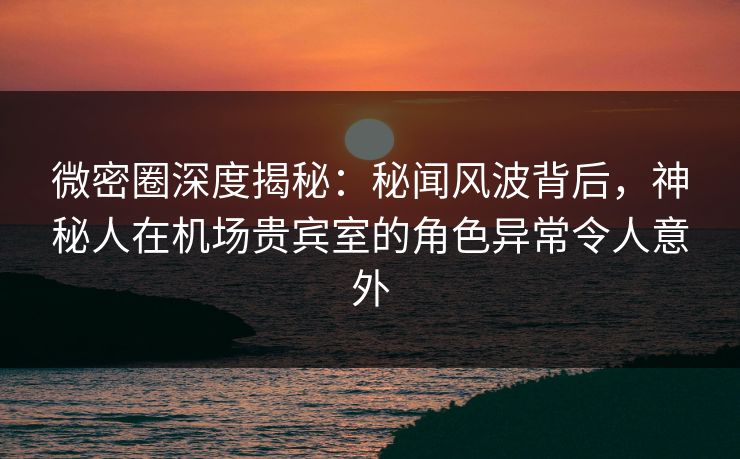 微密圈深度揭秘：秘闻风波背后，神秘人在机场贵宾室的角色异常令人意外