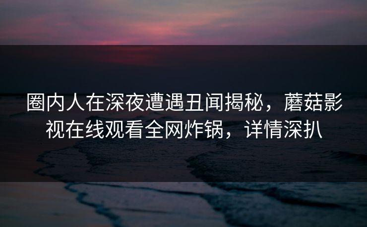 圈内人在深夜遭遇丑闻揭秘，蘑菇影视在线观看全网炸锅，详情深扒